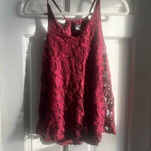 Top Fashion of NY Maroon Lace Tank Blouse
